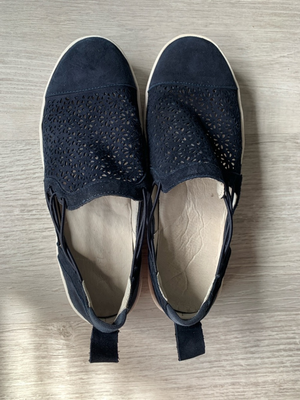 Jambu Navy Laser-Cut Slip-On Flats
